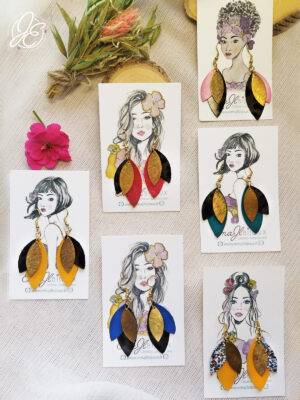 Boucles d’oreilles Danse de Pétales en cuir recyclé, collection