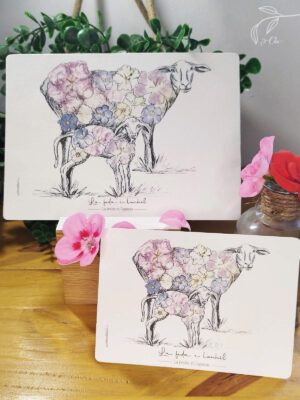 carte-illustrée, la brebis et l'agneau, tatakizome