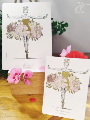 carte-illustrée, danseuse aux bras tebdus, tatakizome