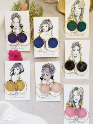 Boucles d’oreilles créoles d'éclipse en cuir recyclé, collection