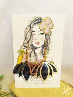 Boucles d’oreilles fleur de lotus en cuir recyclé, couleur leopard