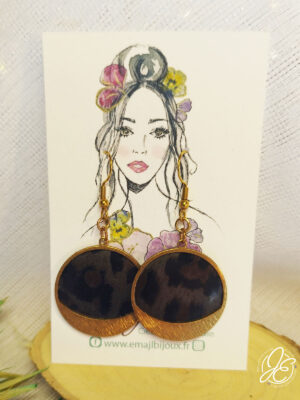 Halo d’Or – Boucles d’oreilles en cuir recyclé et acier inoxydable