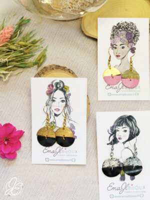 Boucles d’oreilles Demi-Monde en cuir recyclé