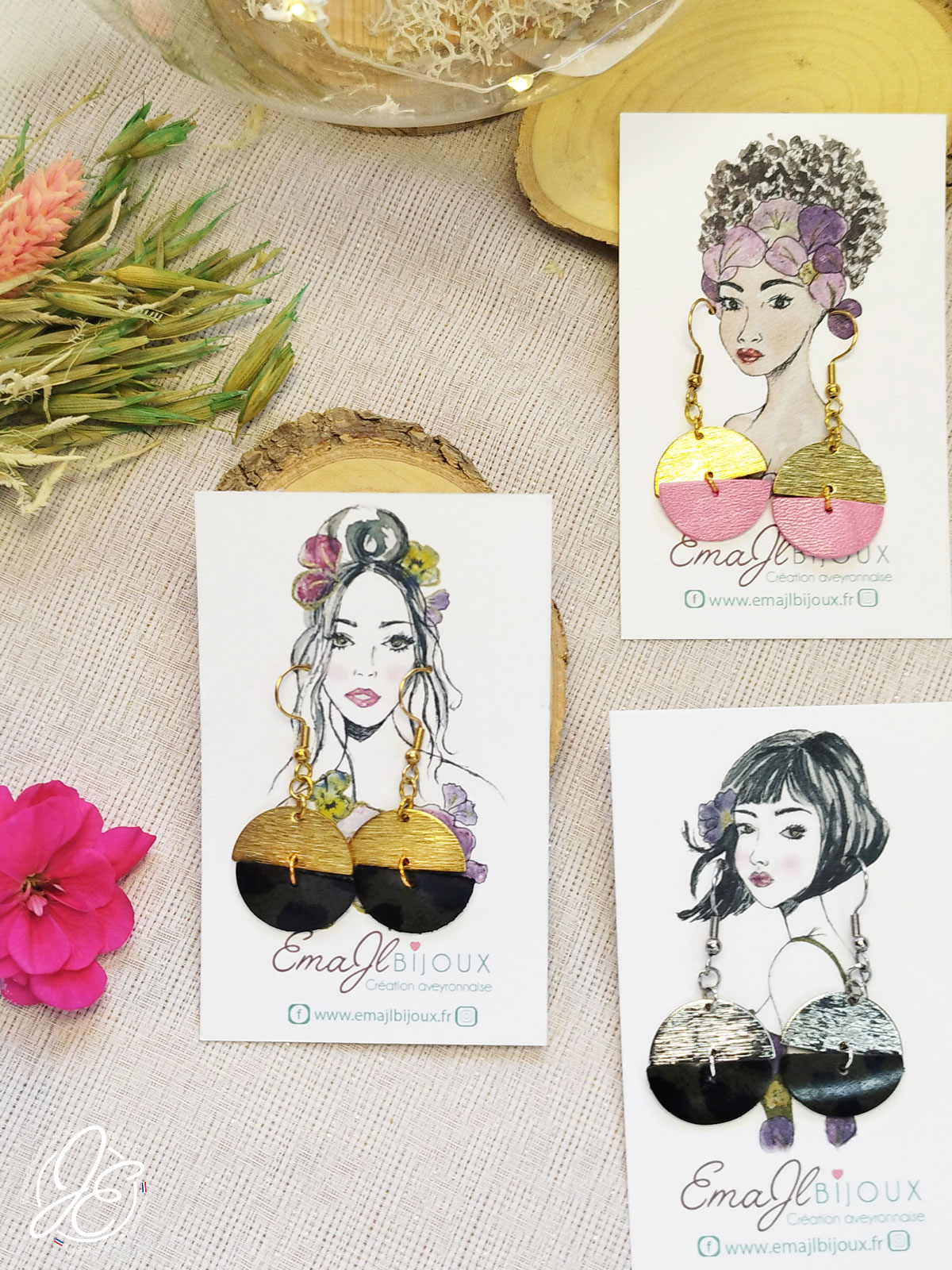 Boucles d’oreilles Demi-Monde en cuir recyclé