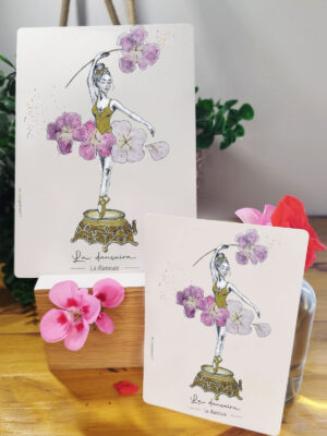 carte-illustrée, danseuse boîte à musique, tatakizome