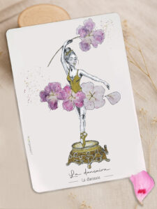 carte-illustrée, danseuse boîte à musique, tatakizome