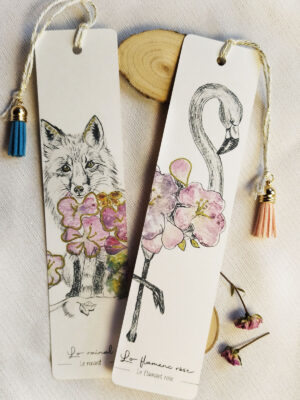 Marque-page animaux poétique en Tataki Zomé rehaussé de doré artisanal