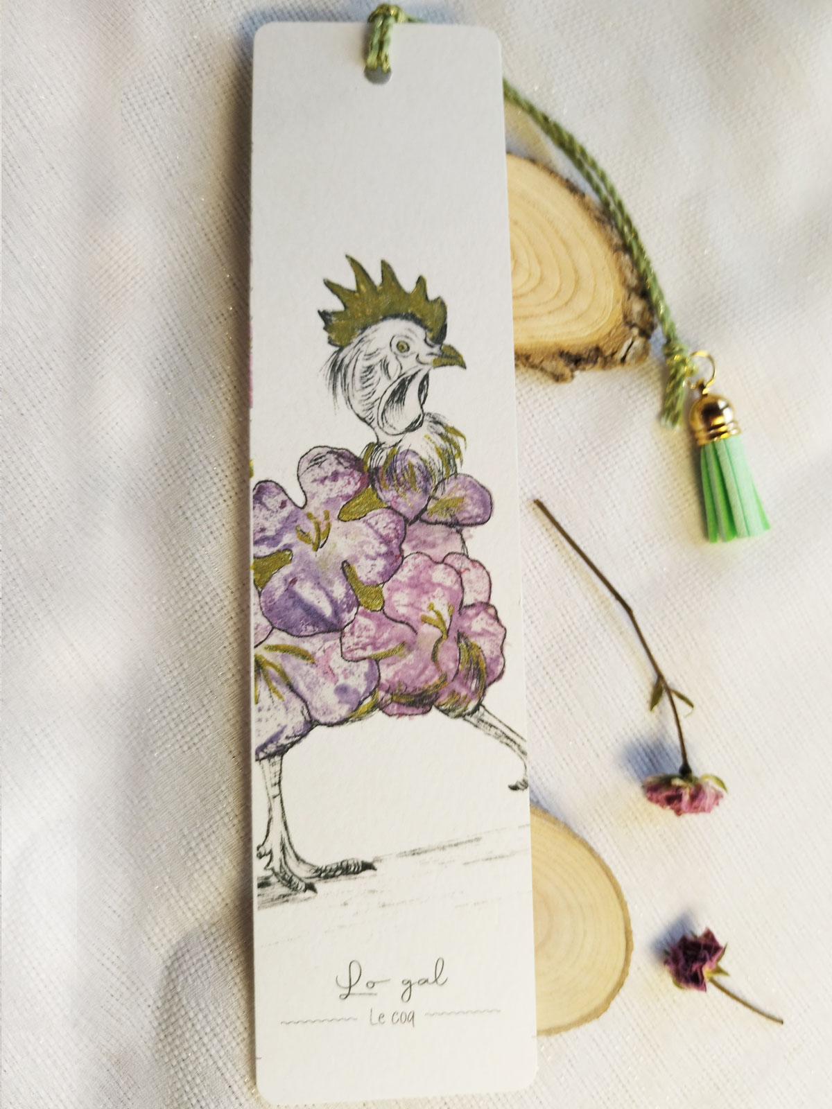 Marque-page animaux de la ferme en Tataki Zomé rehaussé de doré artisanal