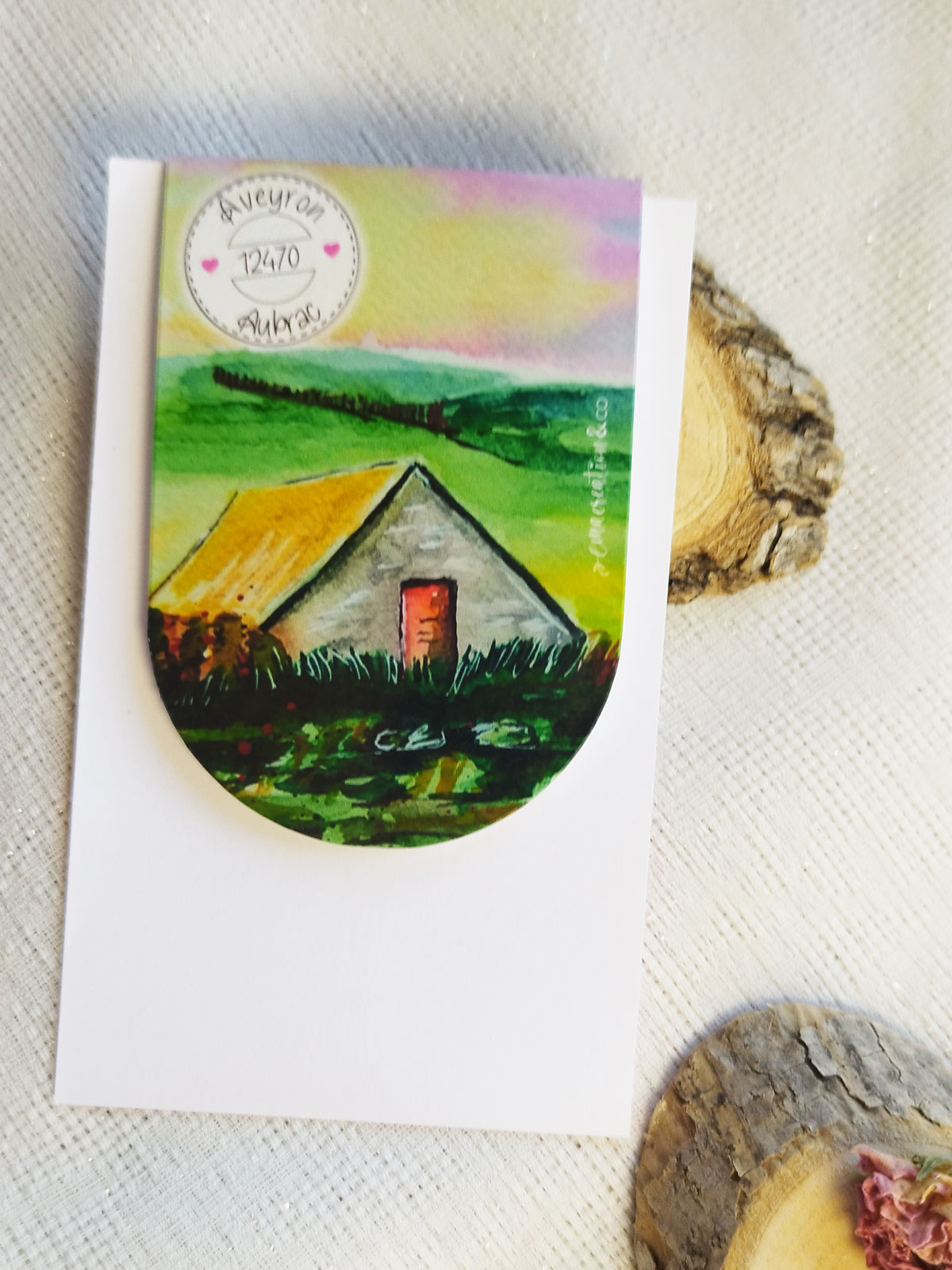 Marque-page magnétique illustré aquarelle Aubrac