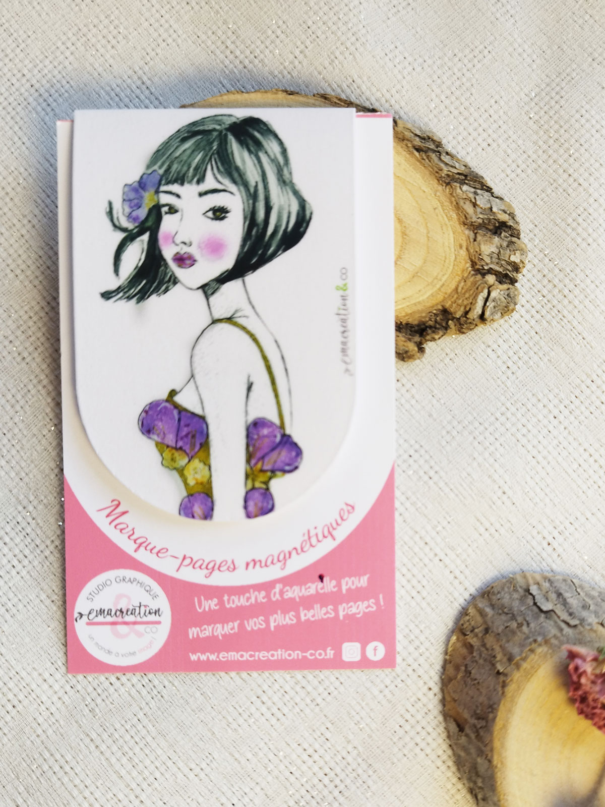 Marque-page magnétique illustré Tataki Zomé portrait de femme