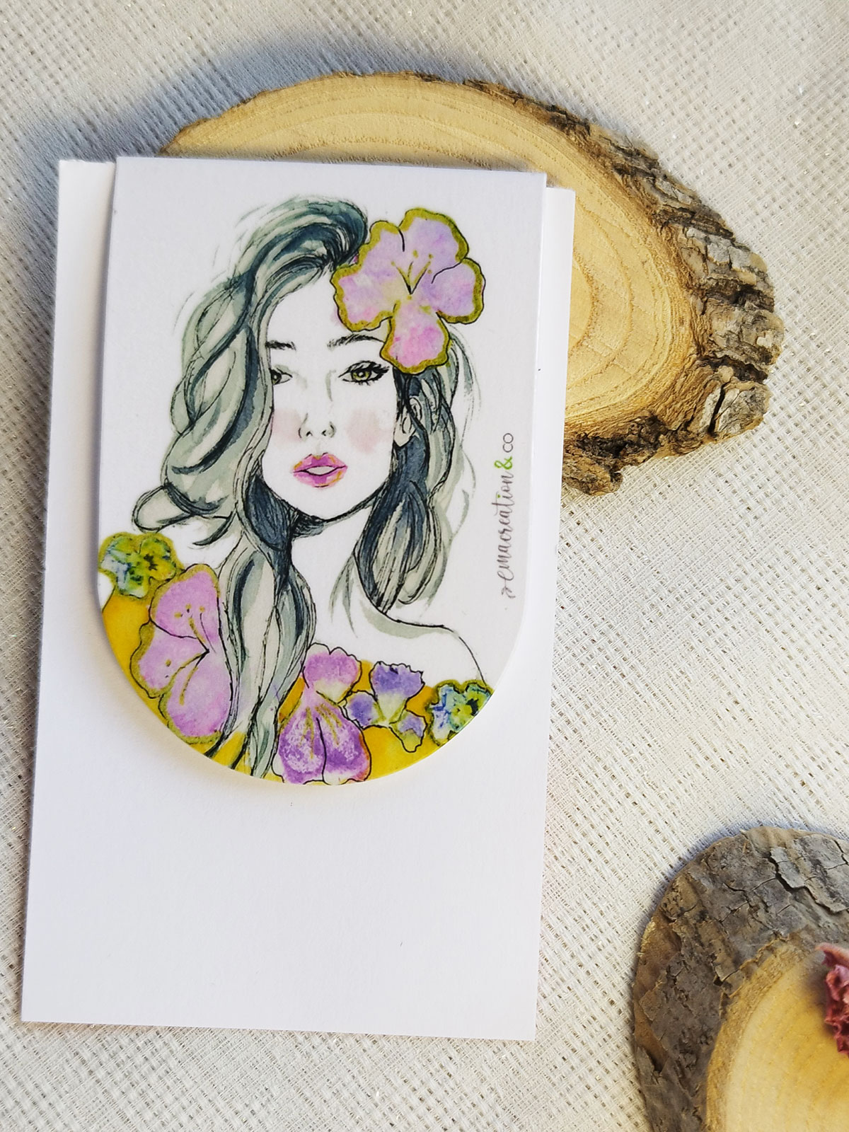 Marque-page magnétique illustré Tataki Zomé portrait de femme