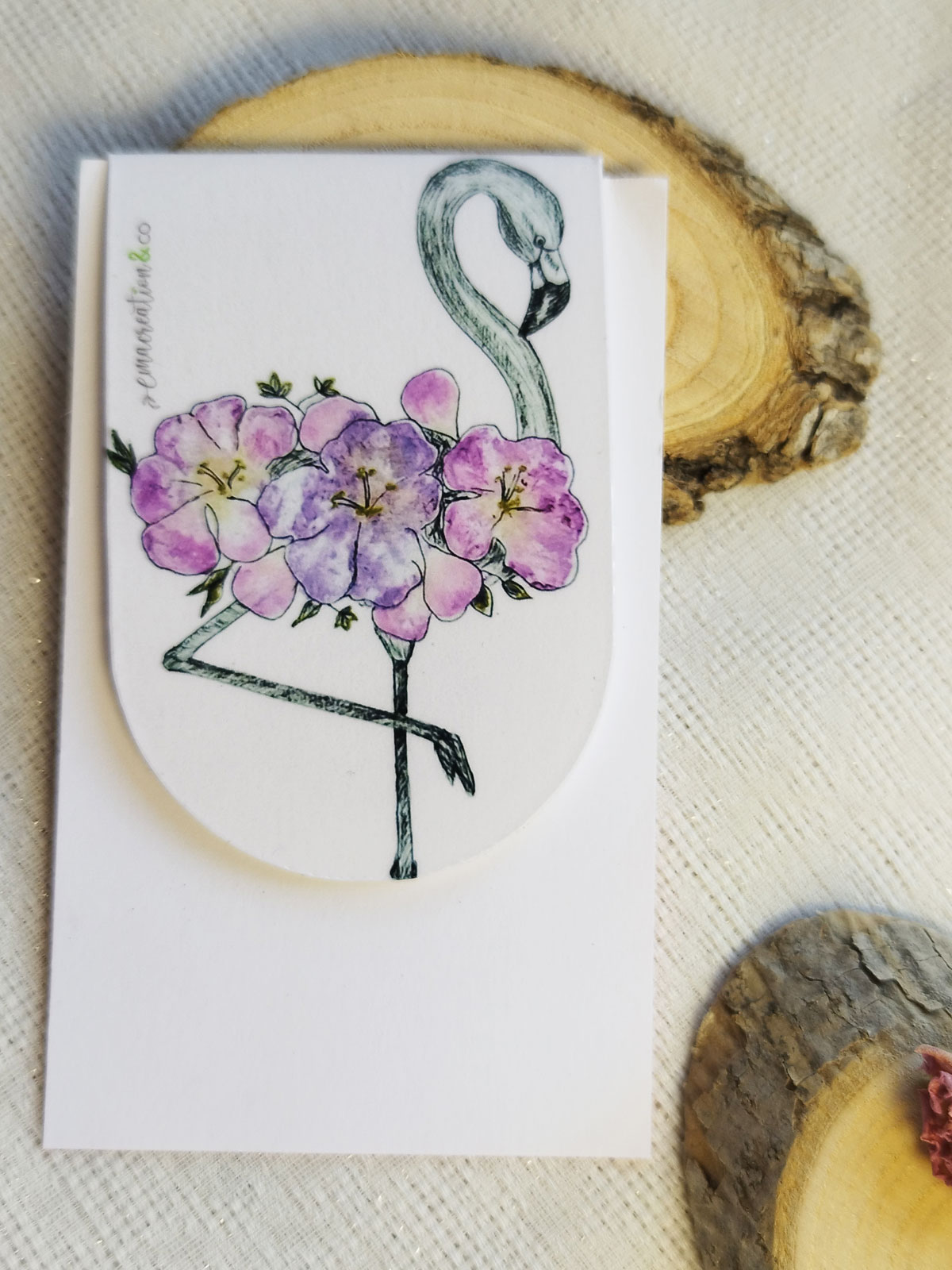 Marque-page magnétique illustré Tataki Zomé flamant rose